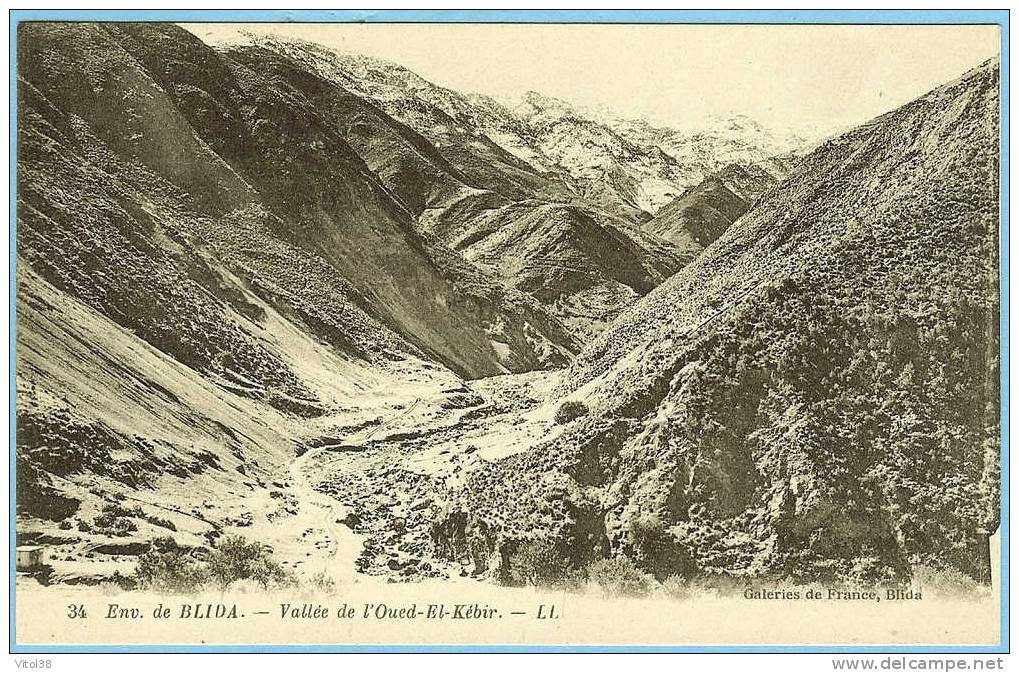 CARTE POSTALE 34 ENV DE BLIDA VALLEE DE L'OUED EL KEBIR . LL . GALERIE DE FRANCE BLIDA . LEVY FILS ET Cie PARIS