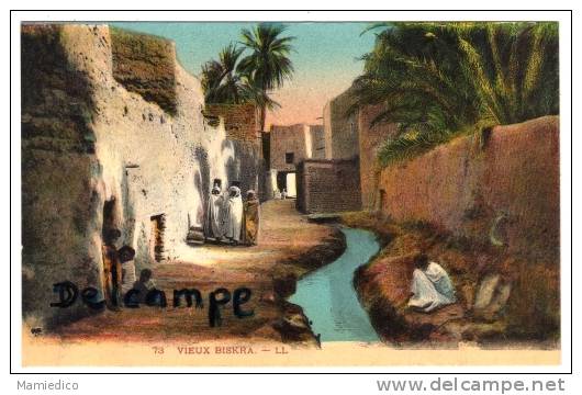 ALGERIE Le Vieux  Biskra Carte couleurs animée et en bon état