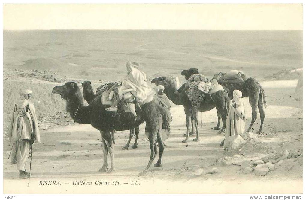 CPA  Biskra Halte au Col de Sfa (animée) B8
