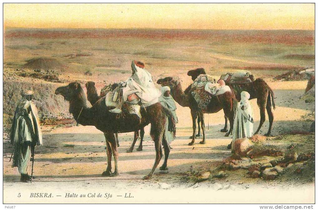 CPA  Biskra Halte au Col de Sfa (animée) B9