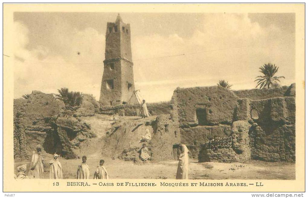 CPA Biskra Oasis de Fillieche Mosquées et maisons arabes (animée) B53