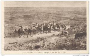 ALGERIE BISKRA CARAVANE PASSANT SUR LE COL DE SFA