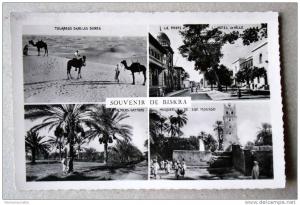 Algérie - CP N° 145F - Souvenir de ... Biskra, Touaregs, La Poste, Mosqué de Sidi Mousso, ... - CPSM/E