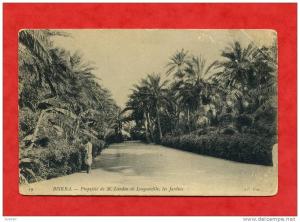 * ALGERIE-BISKRA-Propriété  de M.Landon de Longueville,les Jardins(Carte abimée)