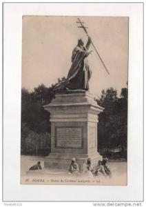 Biskra, Algérie, Statue du cardinal Lavigerie - Ed. LL - CPA dos vert vierge animée
