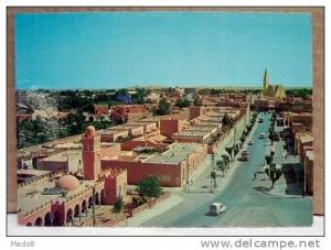 cpsm  Béchar Algérie  animée -Vue générale , avec avenue et Mosquée -