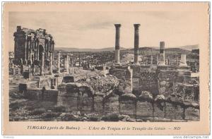 Timgad (prés de Batna), L'Arc de Trajan et le Temple du Génie - ND, neuf ca. 1930