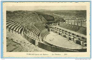 CARTE POSTALE TIMGAD PRES DE BATNA LE THEATRE . ND . EDITE SPECIALEMENT POUR LES HOTELS TRANSATLANTIQUE