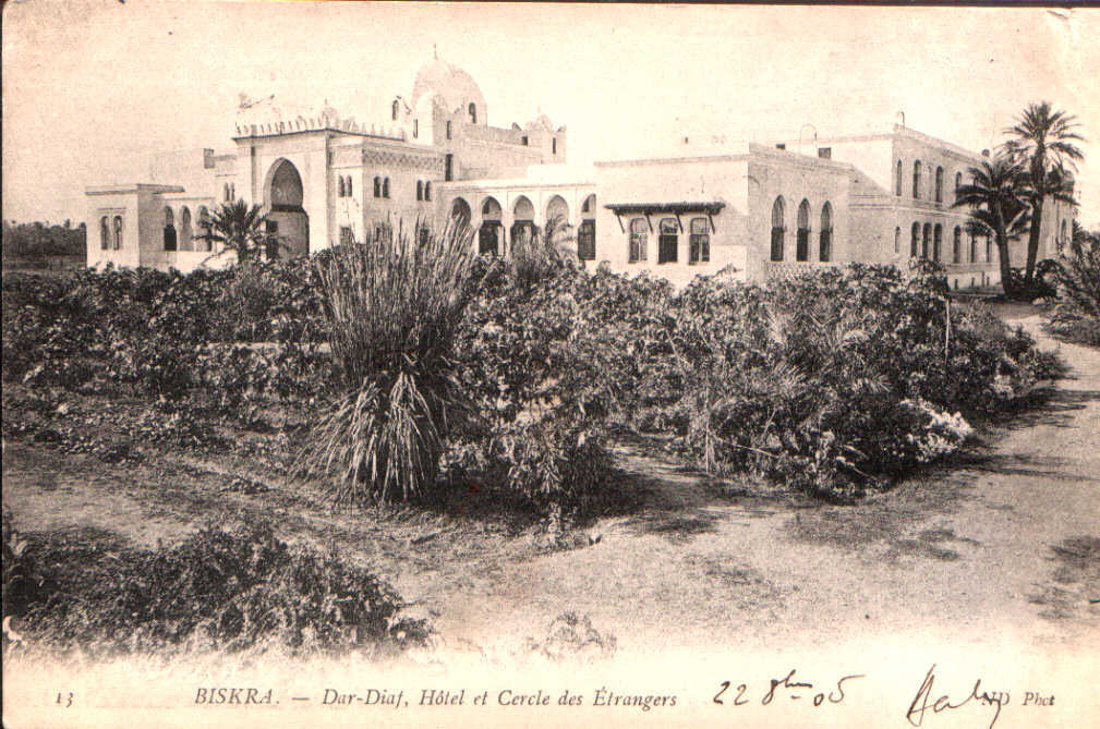 BISKRA 28.10.1905 DAR DIAF HOTEL CERCLE  ETRANGERS ¤ NEURDEIN Destinataire Baboux ALGERIE ALGERIA ALGERIEN  (655)
