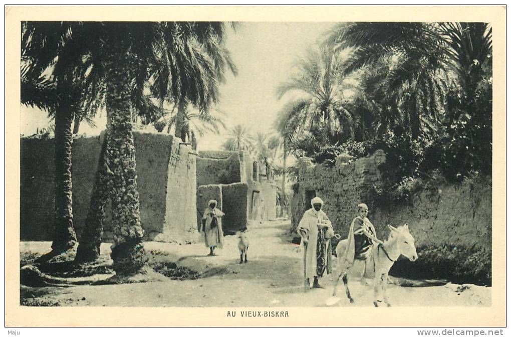CPA   ALGERIE    AU VIEUX BISKRA   ANE  SCANS RECTO VERSO