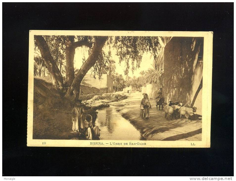 CPA ALGERIE  BISKRA OASIS DE BAB DARB   ECRITE 1925  ANIMEE