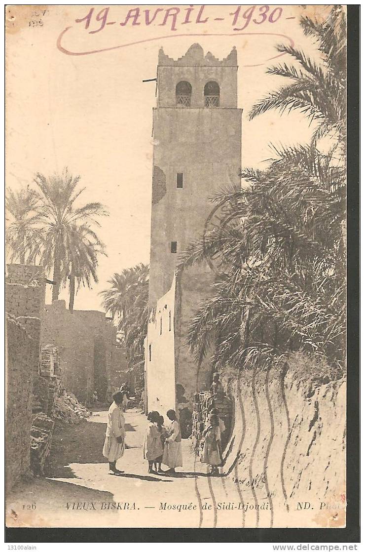 Carte postale ancienne Afrique Algérie Vieux Biskra mosquée de Sidi-Djoudi