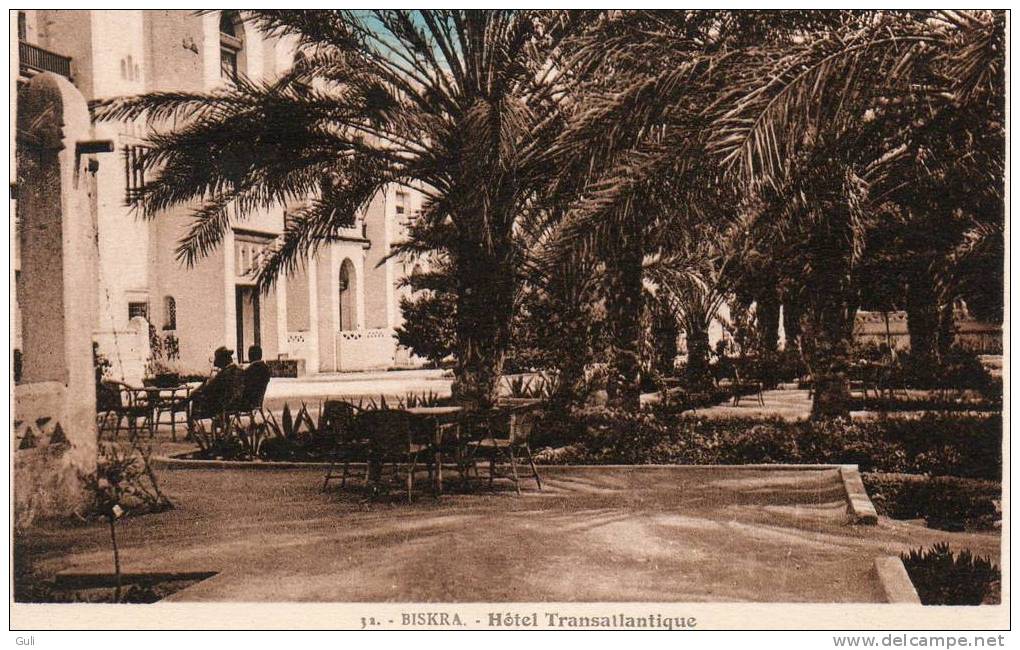 BISKRA- Algérie-Hôtel Transatlantlique-carte écrite au dos en 1934-BON ETAT--*PRIX FIXE