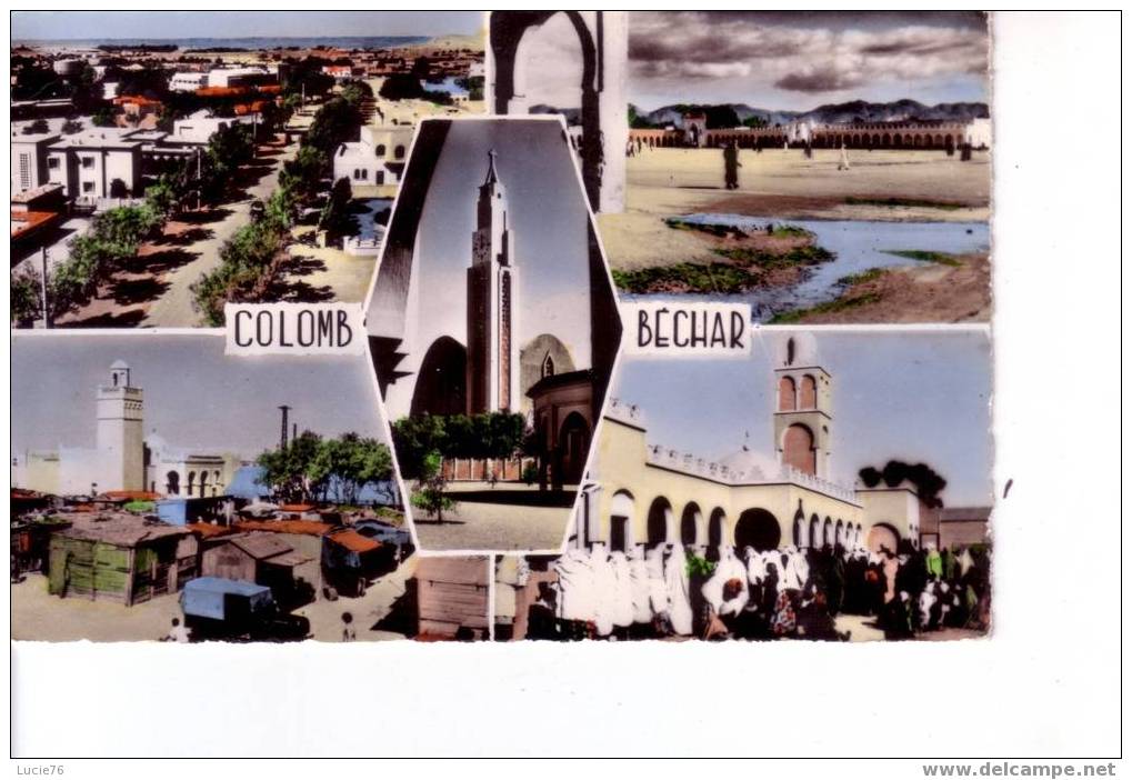 COLOMB BECHAR  -  5 vues     Place Luteaud, Eglise, Marché, Le Dar El Askri