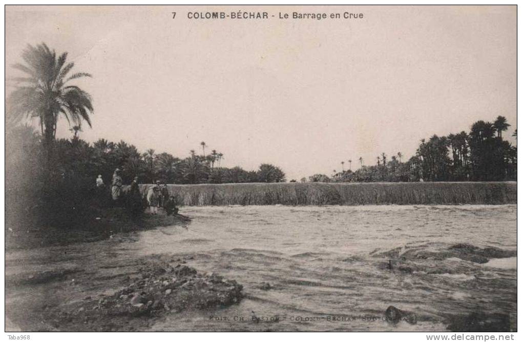CPA COLOMB BECHAR LE BARRAGE EN CRUE.