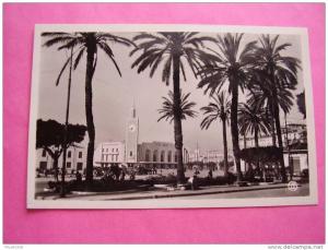 carte photo place thiers & gare des Chemins de fer Algériens de l´Etat à Bone - Algérie -