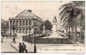 ALGERIE  BÔNE Le Théatre et la Statue de Bertagna .....  ( Ref CH1930 )