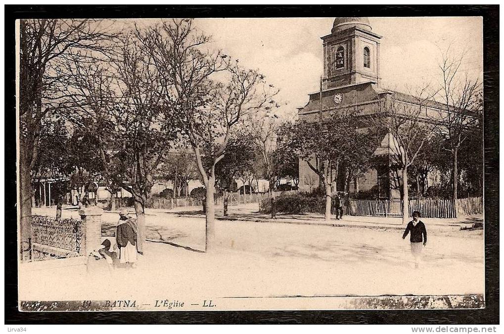 CPA AFRIQUE -VILLAGES D'ALGÉRIE- BATNA  L'EGLISE AVEC ANIMATION-