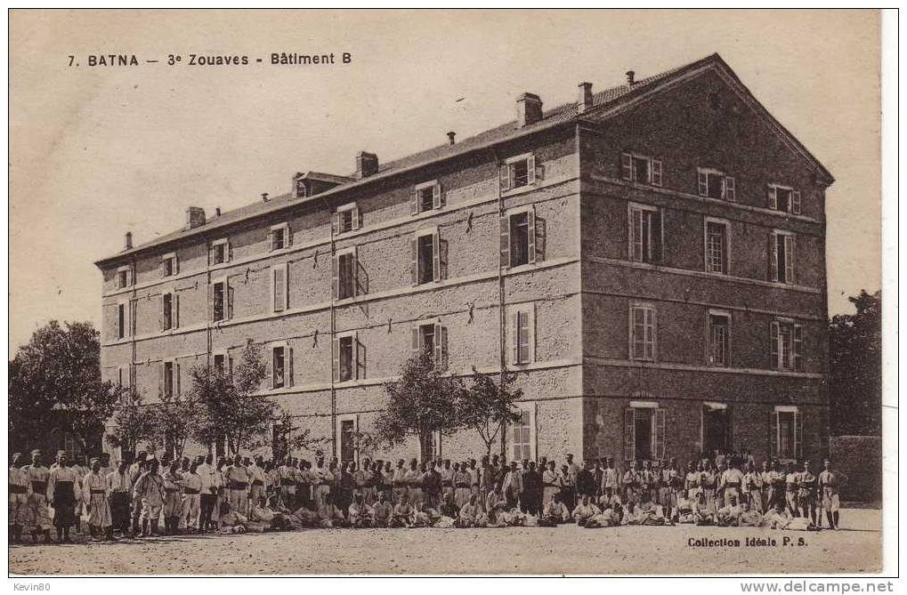 ALGERIE BATNA 3é Zouaves Bâtiment B  cpa animée