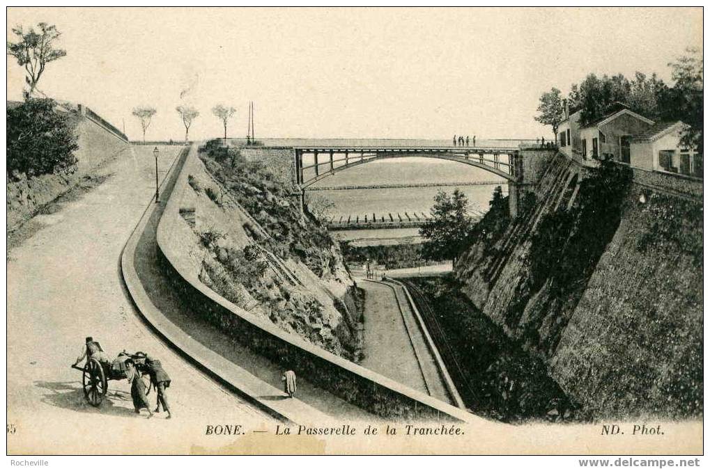 Algérie-Bone-La Passerelle de la Tranchée. Personnages à la charrette-TBE