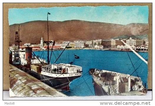 cpsm Bone  Algérie - Vue partielle du Port , avec bateaux -
