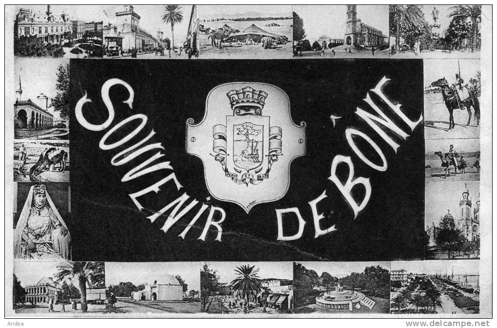 CPA..SOUVENIR DE BONE..VUES ET PERSONNAGES MULTIPLES....PRIX 1,99 �