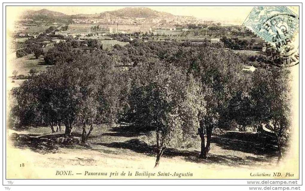 BONE- 18 -   PANORAMA PRIS DE LA BASILIQUE SAINT AUGUSTIN - CARTE 1900 DOS VERS NEURDEIN CACHET 1902 -Superbe***
