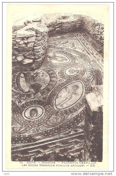 CPSM ALGERIE - 76. BONE - HIPPONE - Propriété Chevillot - Les Muses (Mosaïque punique Antique) - ND