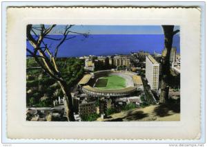 Algérie. CPSM. ALGER.  Stade Municipal et groupe H.L.M. Duboucher.