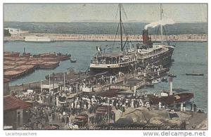 X9673 ALGERIE ALGER LE TRANSATLANTIQUE ACCOSTE AU PONTON BATEAU PAQUEBOT