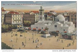 X9682 ALGERIE ALGER PLACE DU GOUVERNEMENT ET LA MOSQUEE TRAMWAY
