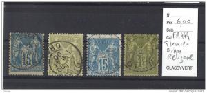 France Type Sage  oblitérés   Algérie ; Tlemcen , Oran , Rélizane