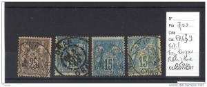 France Type Sage  oblitérés   Algérie ; Tizi Ouzou, Oran , Sétif,Rélizane