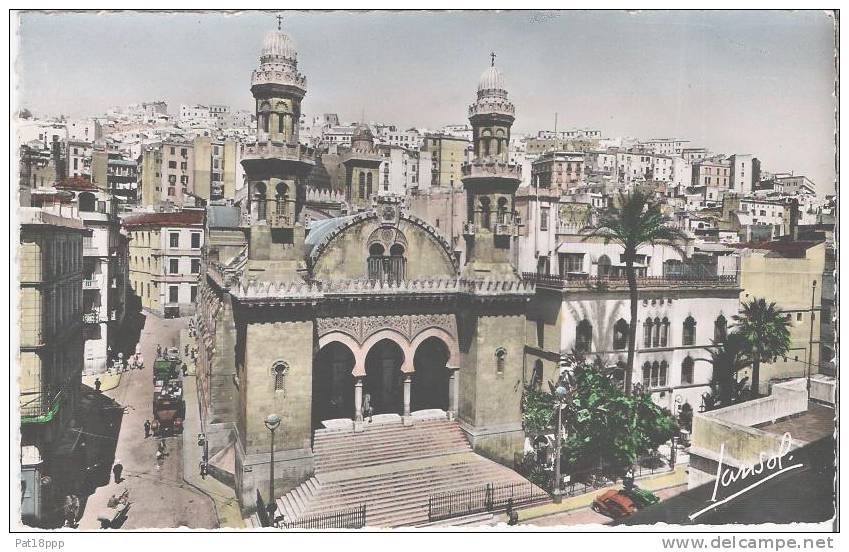 ALGERIE (ALGERIA) ** Jolie CPSM (1955) dentelée PF n° 158 ** ALGER La cathédrale et la Casbah - Bon état