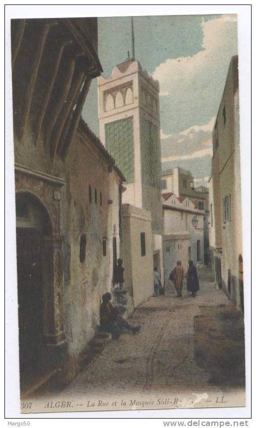 CPA. -  ALGER. -  LA RUE ET LA MOSQUEE SIDI-R... ...(5655)