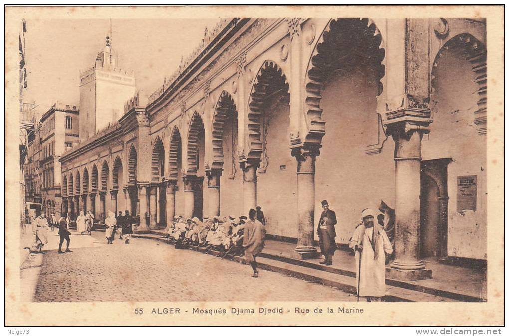 cpa d´Alger - Mosquée Djama Djedid - rue de la marine