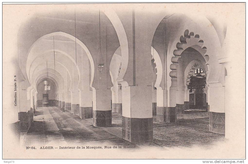 cpa d'Alger - intérieur de la mosquée rue de la marine vers 1900