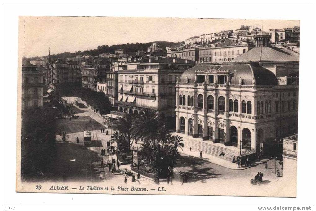 Alger Theatre et Tramway Trolley Place Bresson Carte LL n° 29