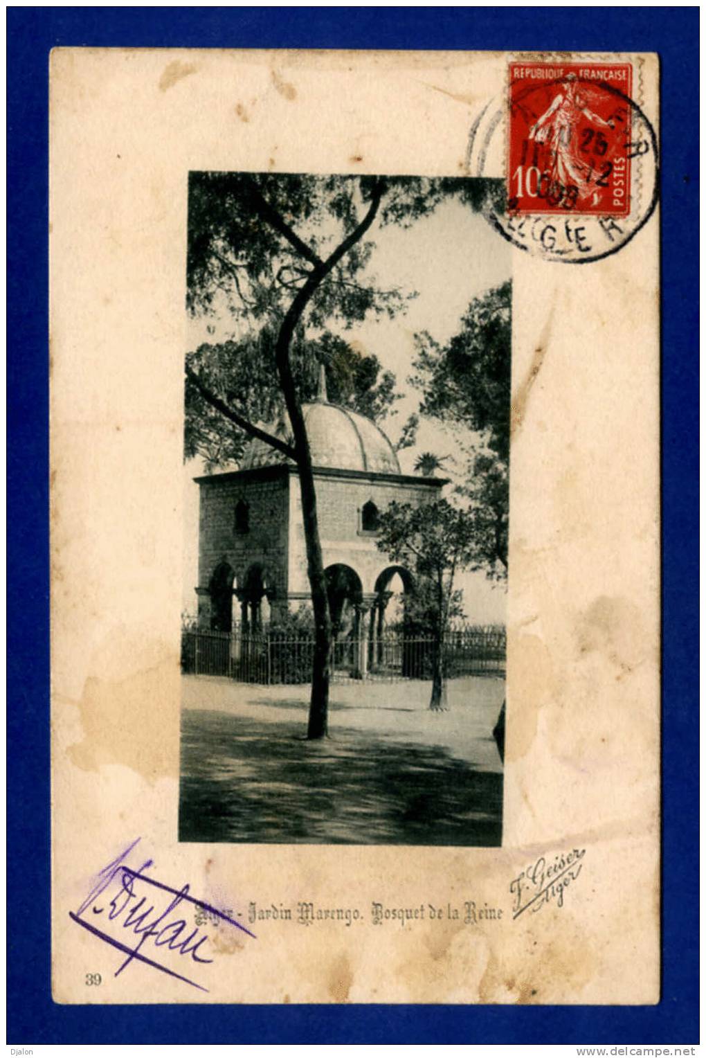 ALGER. Jardin Marengo. Bosquet de la Reine. (C.P.A. - Abîmée.)