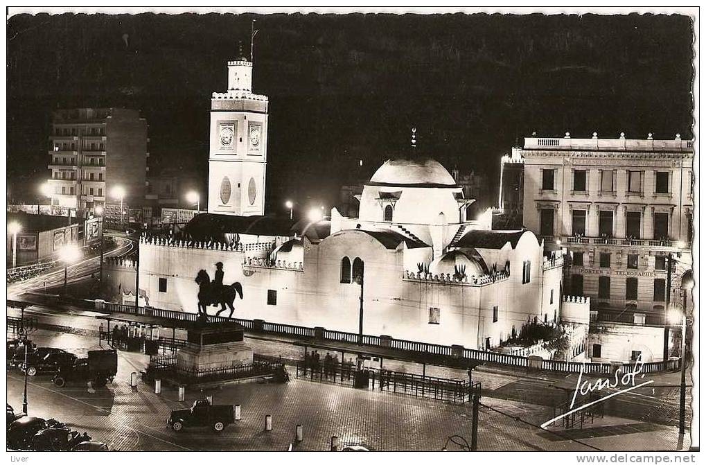 !! 1 alger la nuit place du gouvernement et mosquée djemaa-djedid 1956