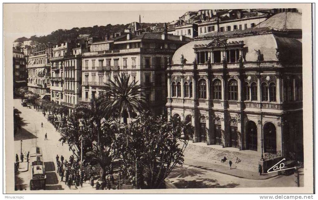 CPSM Algérie - Alger - L'Opéra et la rue Dumont d'Urville