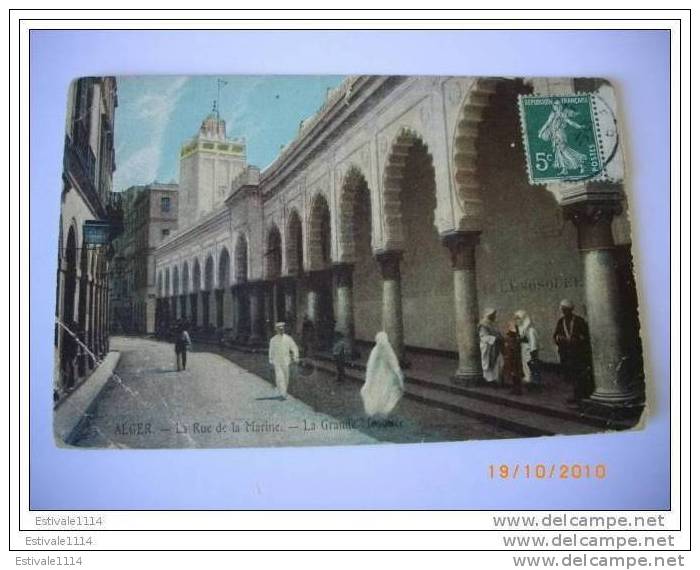 CPA - ALGER - Rue de la Marine - La Grande Mosquée