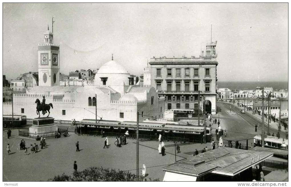 alger place du gouvernement general editions glatigny 9004 belle carte animée tramways