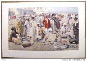 Algérie  Souvenirs de voyage Aquarelles L.Sabattier Place du marché à Timgad Couturier Touggourt Aïn-Sefra enfants i TBE