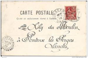 marque postale , ALGERIE type mouchon oblitéré d'AIN SEFRA ( oran ) en 1902