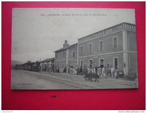 CPA-ALGERIE-AIN-SEFRA-LA GARE ARRIVEE DU TRAIN DE L´EXTREME -SUD-ANIMEE -VOYAGEE -PHOTO RECTO / VERSO