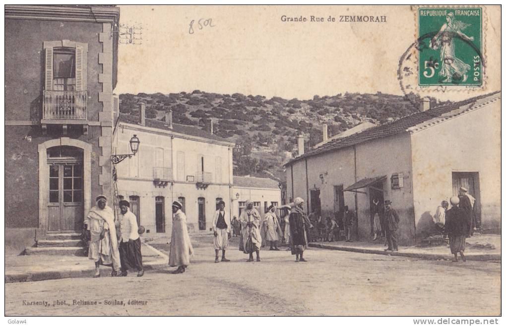 8502# CARTE POSTALE ALGERIE GRANDE RUE DE ZEMMORAH éditeur KARSENTY de RELIZANE