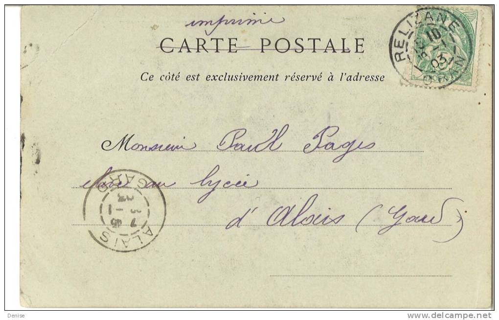 Carte Postale Algérie Cachet Relizane   1903