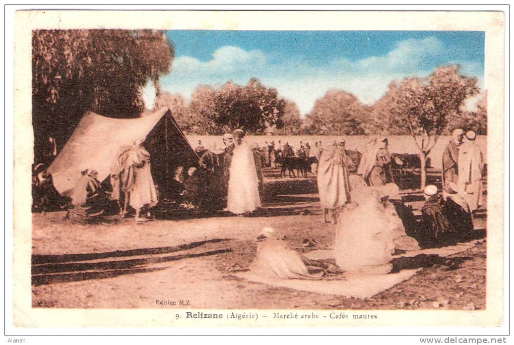 RELIZANE Marché Arabe Cafés Maures (M.Z/Albert) Algérie Afrique