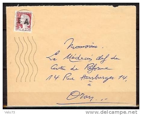 ALGERIE N° 355 SUR  LETTRE OBLITERE MECANIQUE RELIZANE DU 16/10/62 VARIETE SANS BARRES SUR REP. FRANC.